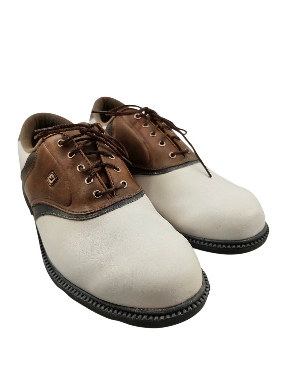 FJ FootJoy Dryjoys Tour Men 12W Brown Saddle Golf Oxfords 45330 NEEDS SPIKES